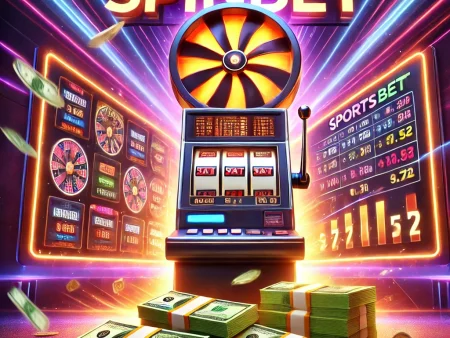Colorful SpinBet slot machine with money stacks and vibrant graphics, symbolizing the online betting industry amidst discussions on casino regulations in Liechtenstein.