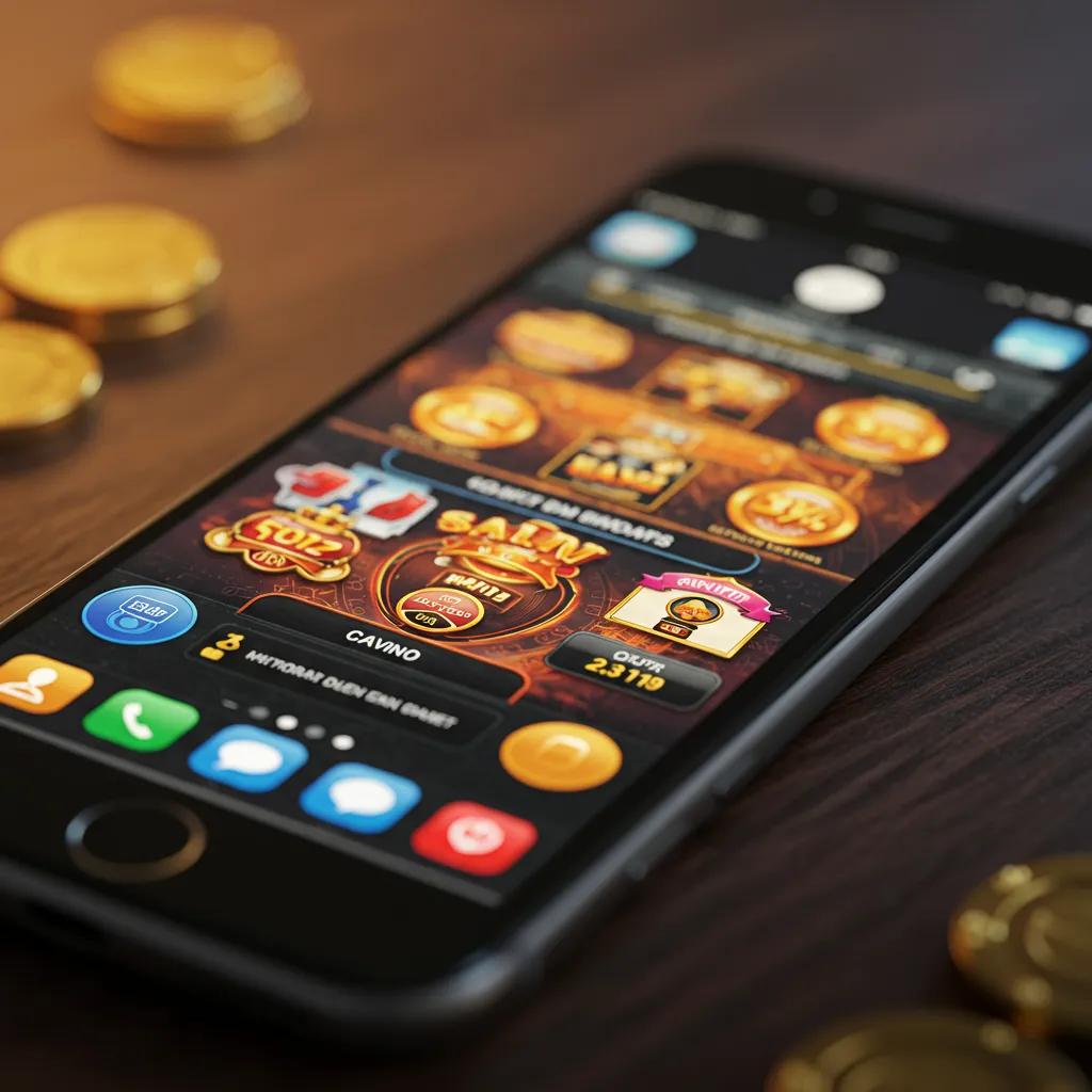 A close-up shot of a smartphone displaying the slick interface of a popular mobile casino app