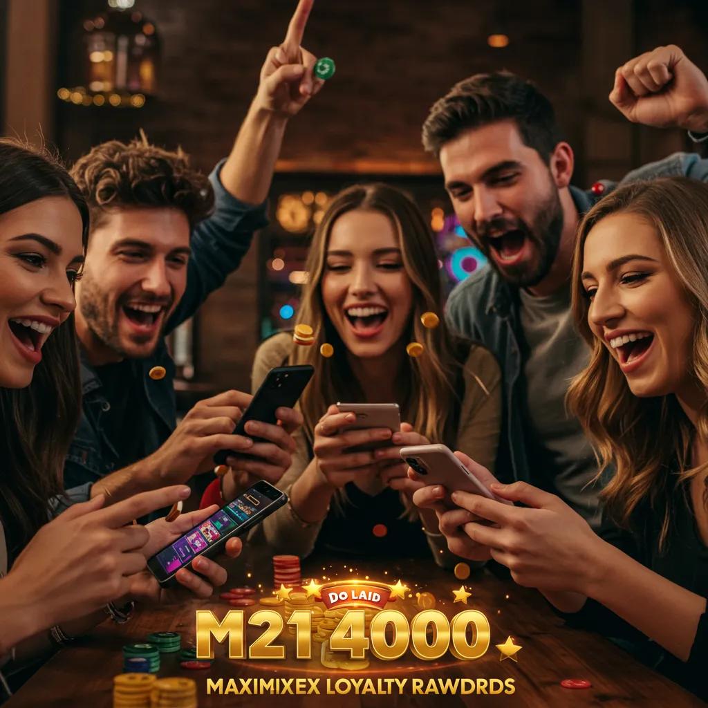 Group of friends celebrating while using mobile devices for casino gaming, focusing on maximizing rewards