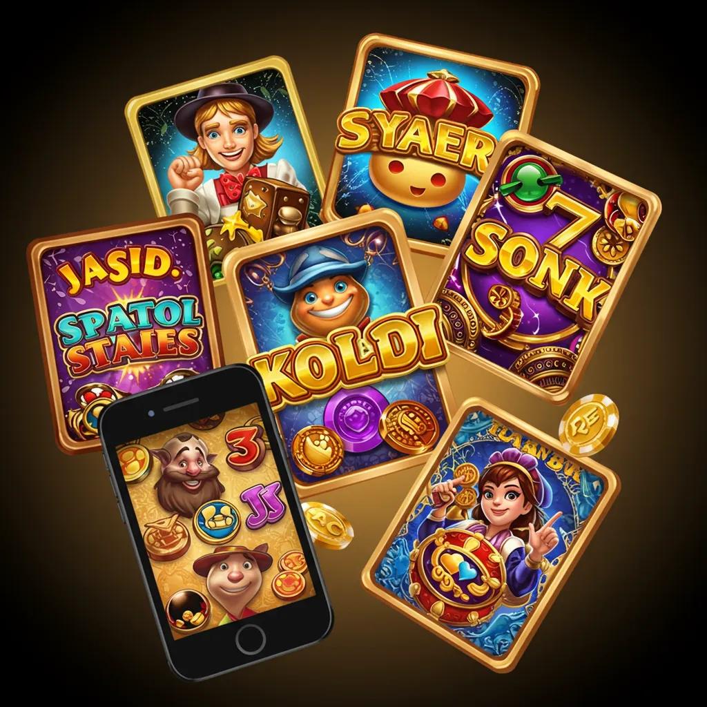 A vibrant collection of icons representing popular mobile slot games