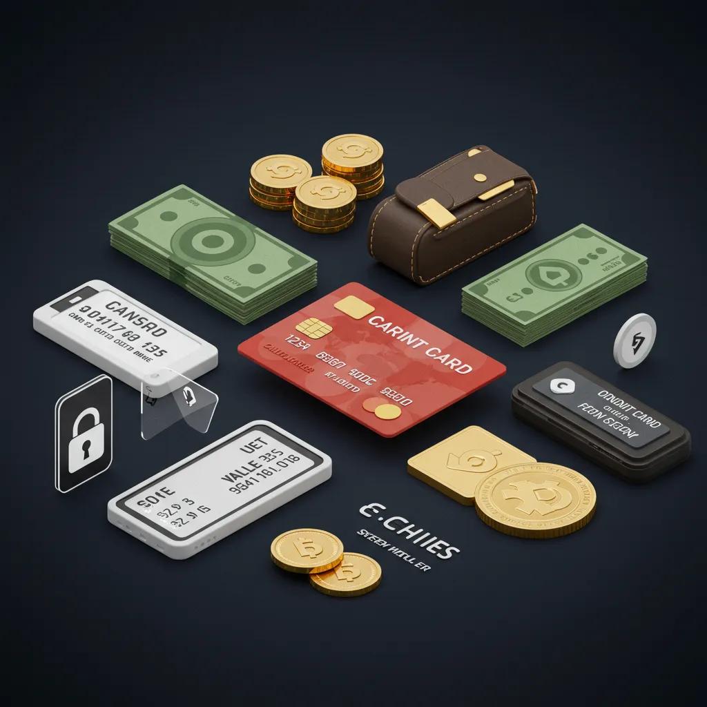 A collage showcasing various secure payment methods accepted at online casinos, including credit cards, e-wallets, and bank transfer options, emphasizing safety and ease of use